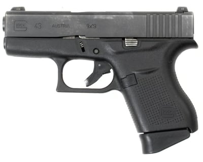 Glock G43 9mm 3.41" 6rd w/ Night Sights, Used, LE Trade-In - $323.99